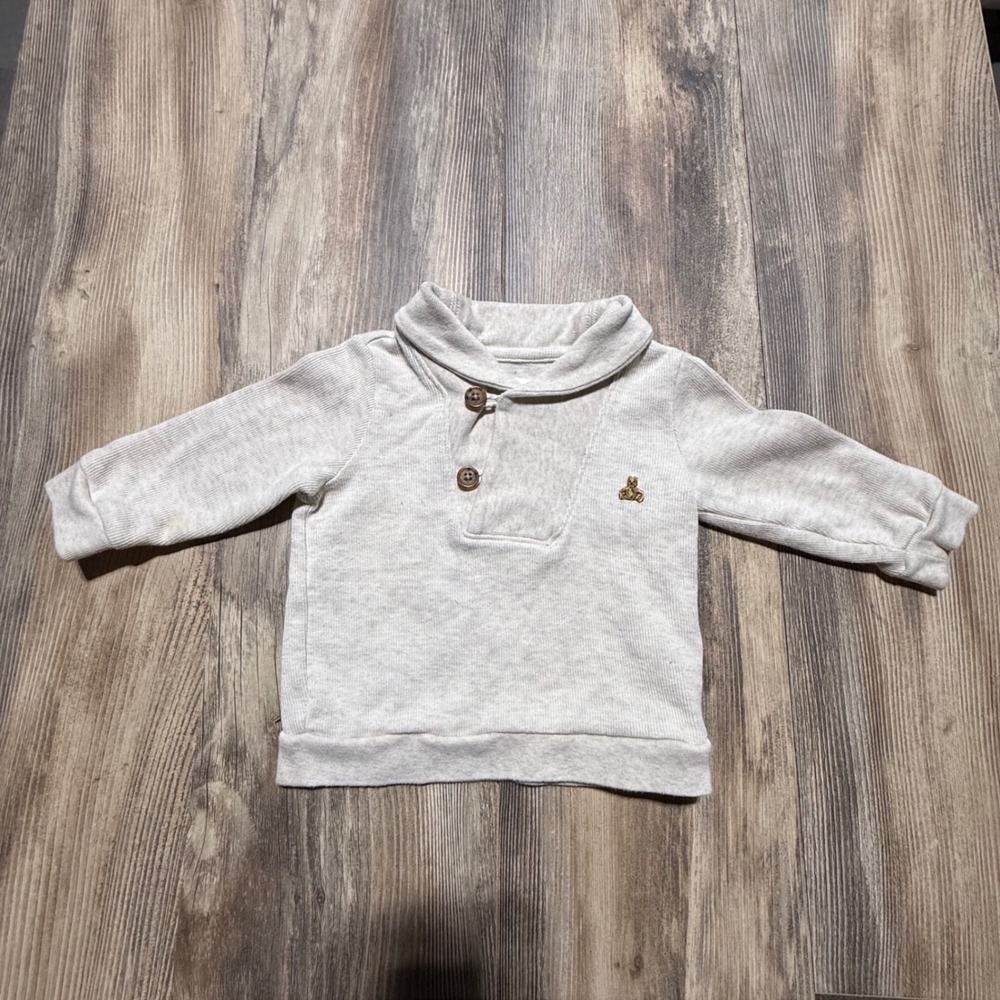 Baby GAP Shawl Collar Sweatshirt Oatmeal Heather Brannan Bear Preppy